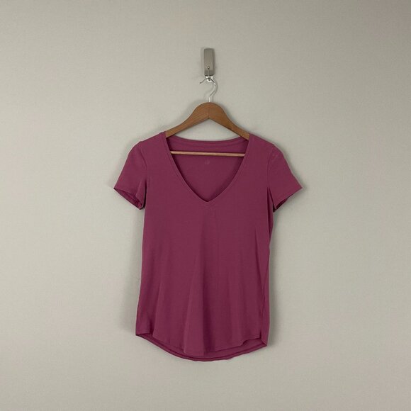 Lululemon Love V Neck T-Shirt Moss Rose Pink Size 2 - Picture 1 of 4